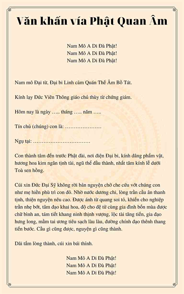 van khan ngay via Phat Quan Am