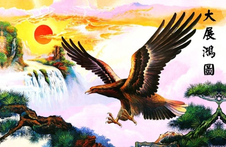 Gia chủ treo tranh đại bàng tung cánh sẽ thể hiện cho sự uy dũng, uy quyền của mình trước mọi khó khăn, thử thách, sóng gió mặc cho trở ngại đến đâu cũng không bao giờ dừng lại hay quay đầu chạy trốn.