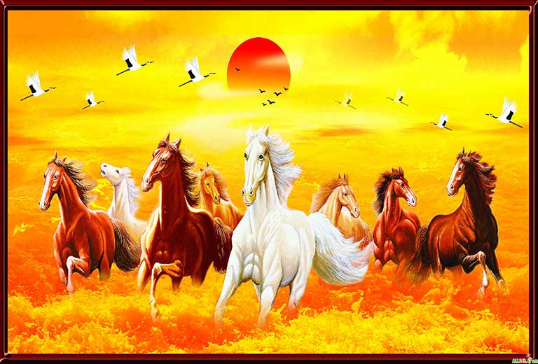 Tranh phong thuy ngua phi nuoc dai