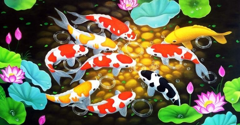 Mọi người thường treo tranh Cửu Ngư Quần Hội với mong muốn tài lộc dư giả dài lâu và mang nhiều may mắn đến cho gia đình.