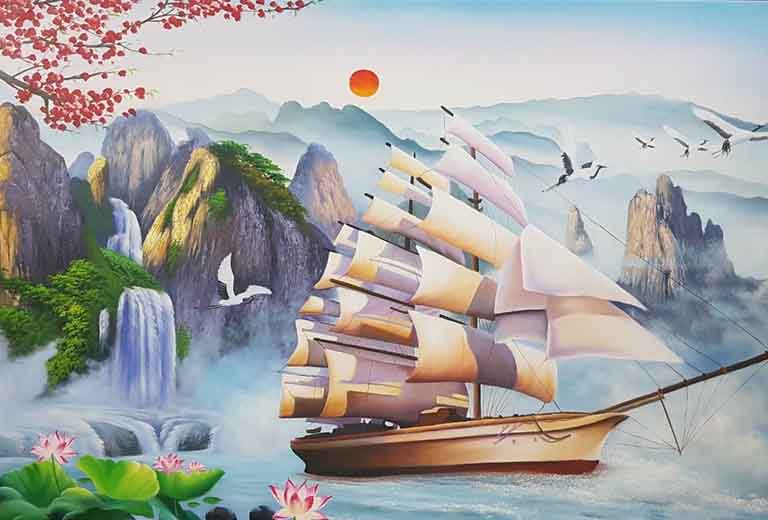 Tranh phong thuy Thuan buom xuoi gio
