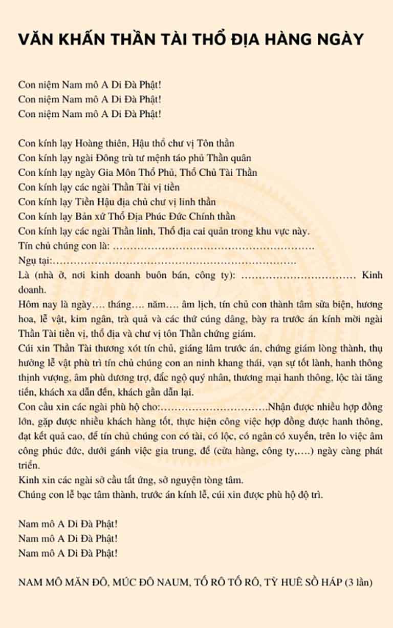 van khan than tai tho dia hang ngay